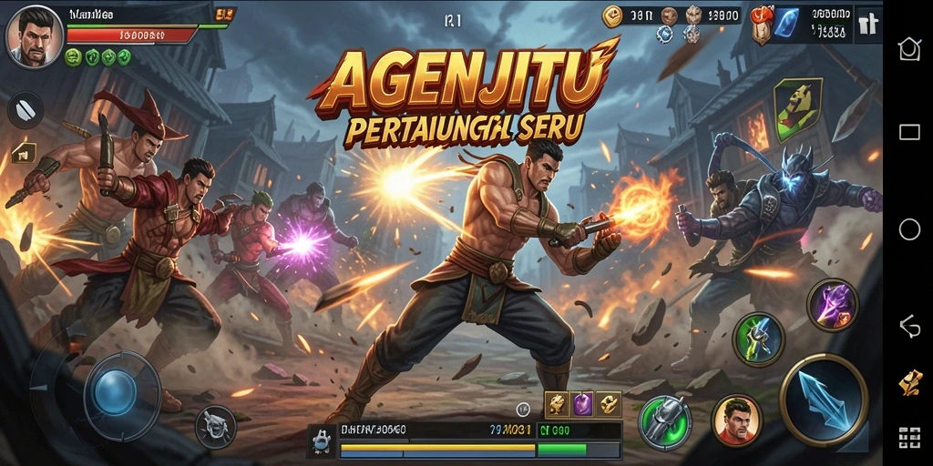 Tampilan aksi seru dalam permainan Fighting AGENJITU.