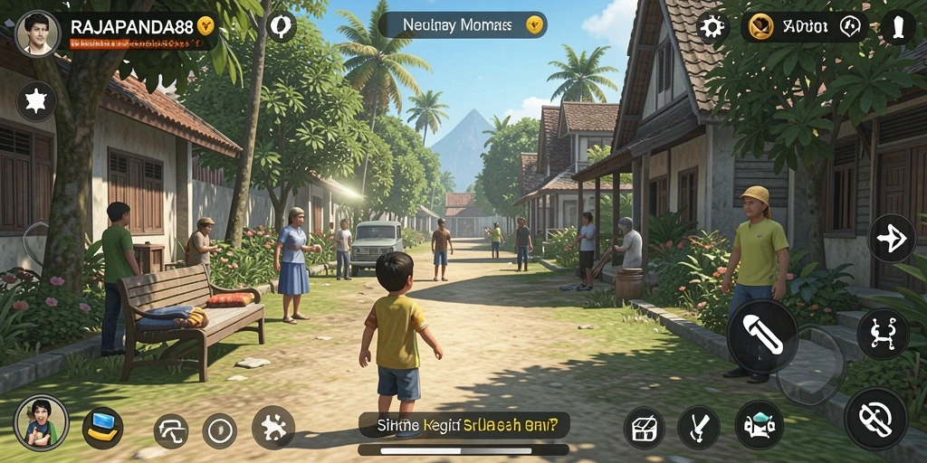 Tampilan screenshot RAJAPANDA88 saat gameplay simulasi kehidupan sehari-hari.