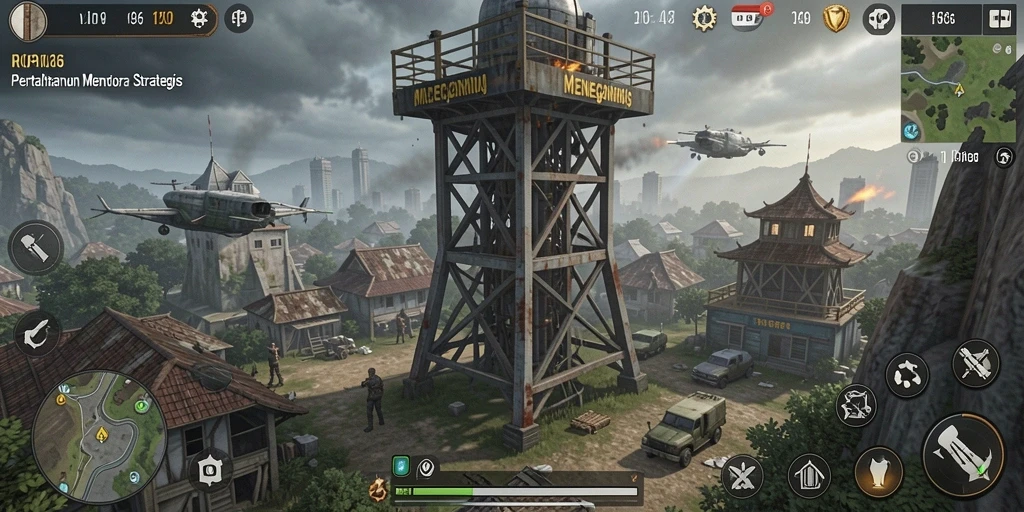 Tampilan menara dan musuh dalam aksi di gameplay RP66.