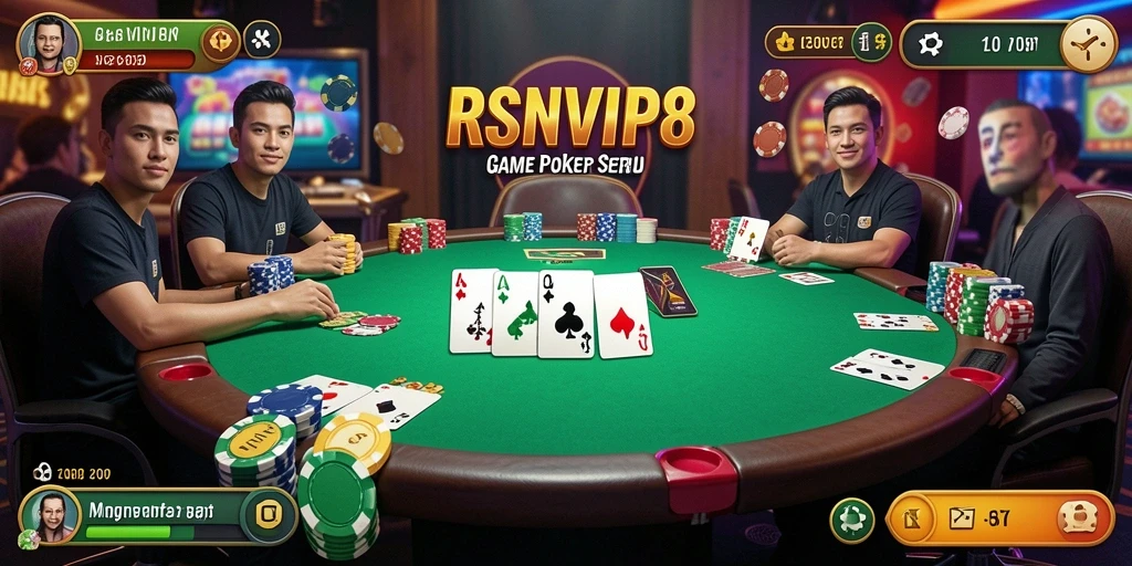 Tampilan gameplay Poker yang menarik di RSNVIP8 dengan fitur interaktif.