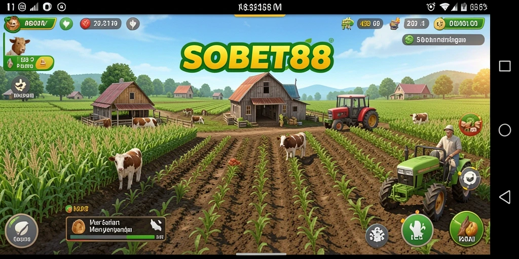 Tampilan gameplay SOBET88 saat menanam dan merawat tanaman.