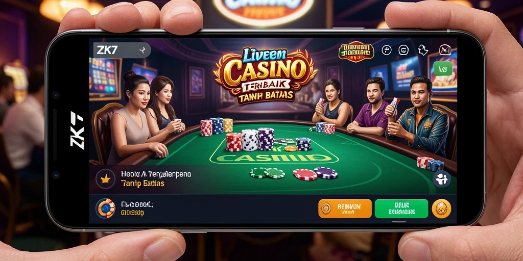 Gameplay mendebarkan di ZK7 dengan dealer profesional dan suasana kasino nyata.